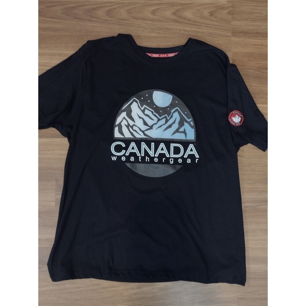 Canada Weather Gear T Shirt Mens Size XL Black Henley Short Sleeve Outdoor EUC
